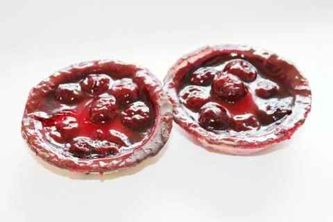 Delicious cherry curd cake Stock Photos