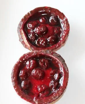 Delicious cherry curd cake Stock Photos