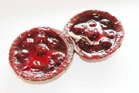 Delicious cherry curd cake Stock Photos