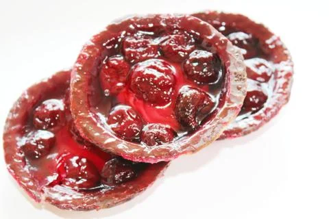 Delicious cherry curd cake Stock Photos