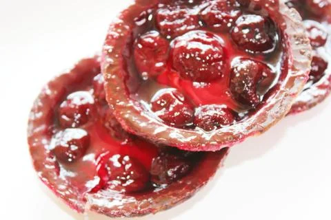 Delicious cherry curd cake Stock Photos