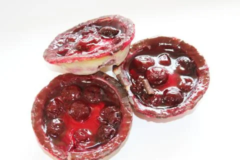 Delicious cherry curd cake Stock Photos