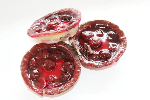 Delicious cherry curd cake Stock Photos
