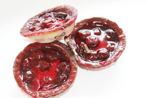 Delicious cherry curd cake Stock Photos