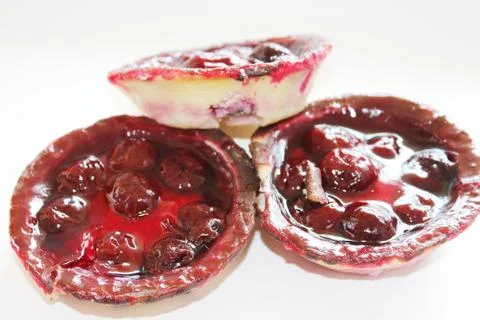 Delicious cherry curd cake Stock Photos