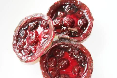 Delicious cherry curd cake Stock Photos