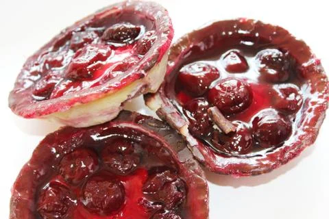 Delicious cherry curd cake Stock Photos