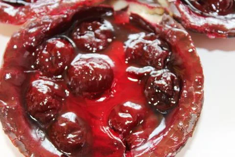Delicious cherry curd cake Stock Photos