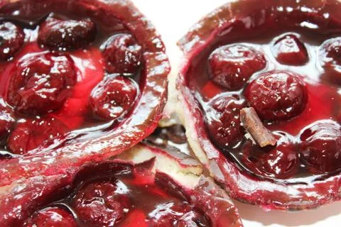Delicious cherry curd cake Stock Photos