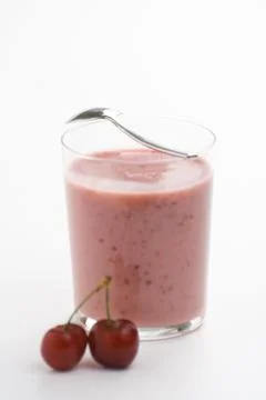 A delicious cherry milkshake Stock Photos