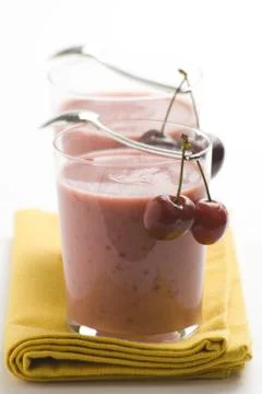 A delicious cherry milkshake Stock Photos