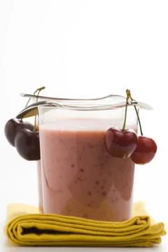 A delicious cherry milkshake Stock Photos