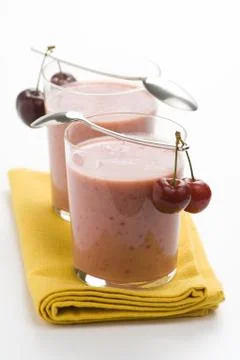 A delicious cherry milkshake Stock Photos
