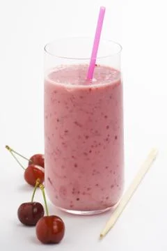 A delicious cherry milkshake Stock Photos