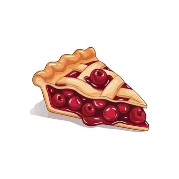 (Delicious Cherry Pie Slice. An appetizing piece of fruit dessert, with a f.. Stock Illustration
