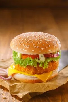 Delicious chicken burger Stock Photos