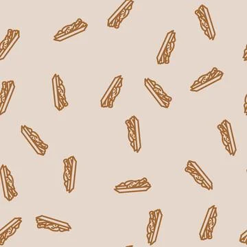 Delicious chicken fried line vector seamless pattern Stock Illustration