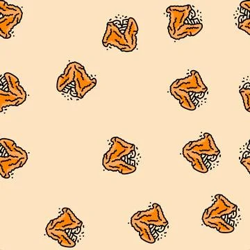 Delicious chicken fried vector seamless pattern Stock Illustration