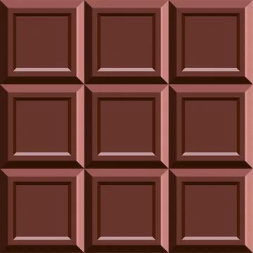 A delicious chocolate bar is presented, featuring a grid of nine squares in.. Stock Illustration