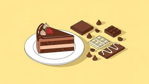 Delicious chocolate cake display Stock Illustration
