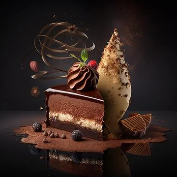 Delicious chocolate cake Stock Illustration