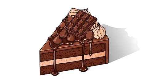 Delicious chocolate cake slice Illustrazione stock
