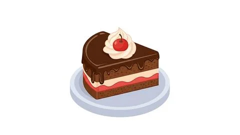 Delicious chocolate cake slice Stock Illustration