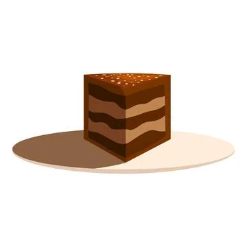 Delicious chocolate cake slice resting on plate Stock Illustration