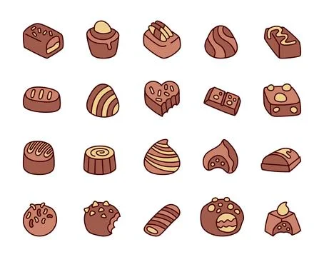 Delicious chocolate candy set Stock Illustration