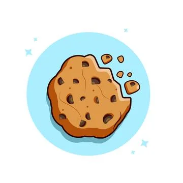 Delicious Chocolate Chip Cookie with a Bite Taken Out Stock Illustration
