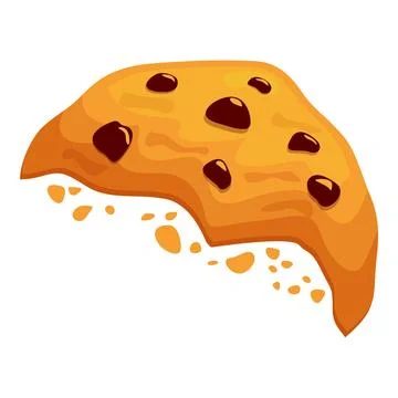 Delicious chocolate chip cookie crumbling, leaving tasty crumbs Stock Illustration