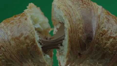 Delicious chocolate croissant. Stock Footage 153164853