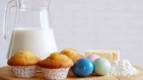 Delicious chocolate cupcakes for Easter Stock Footage 102507654