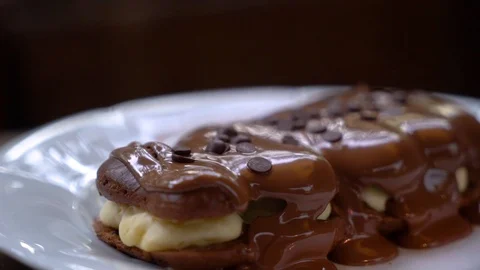 Delicious chocolate dessert Stock Footage 98239891