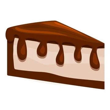 Delicious chocolate dripping on slice of cake Stock Illustration