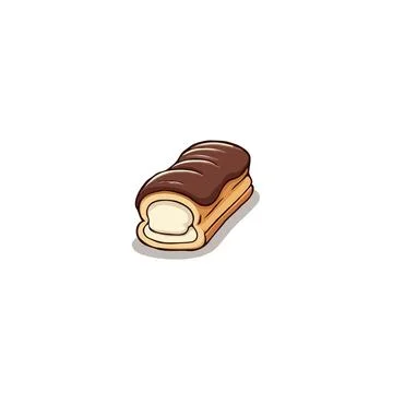 Delicious chocolate eclair illustration showcases a freshly baked pastry wi.. Stock Illustration