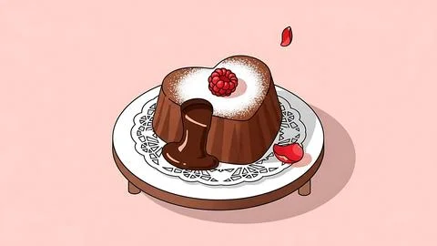 Delicious chocolate lava cake with raspberry Stock Illustration