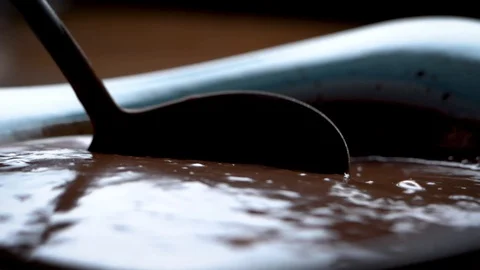 Delicious Chocolate Liquid Stirred in a Bowl Stock Footage
