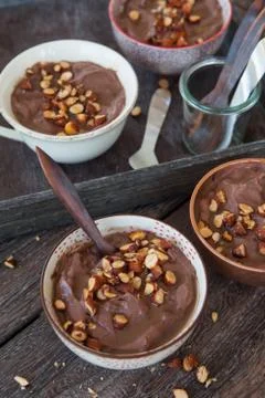 Delicious chocolate pudding Stock Photos