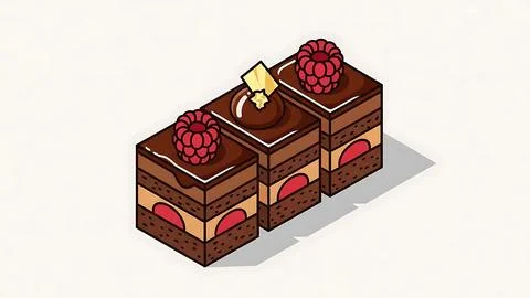 Delicious chocolate raspberry cake Stock Illustration