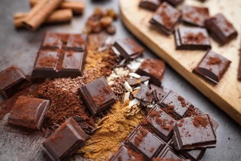 Delicious chocolate on a rustic background Stock Photos