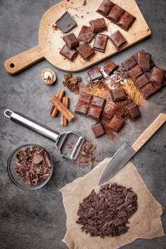 Delicious chocolate on a rustic background Stock Photos