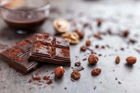 Delicious chocolate on a rustic background Stock Photos