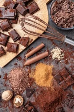Delicious chocolate on a rustic background Stock Photos