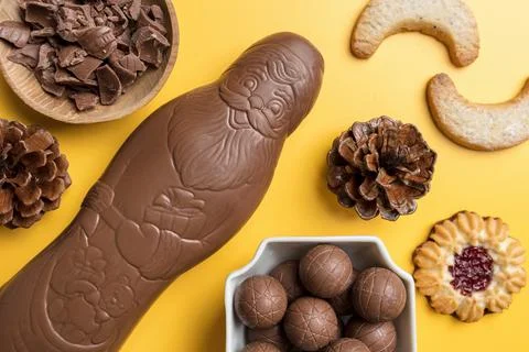 Delicious Christmas chocolate and sweets for the holiday period Stock Photos