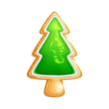A delicious Christmas cookie in the shape of a tree Illustrazione stock