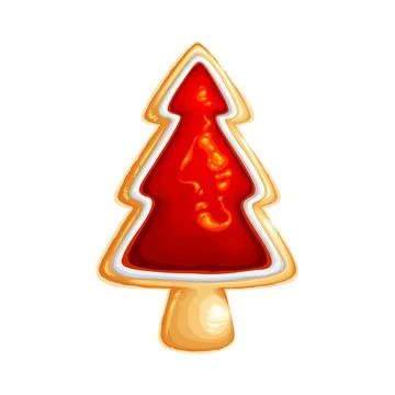 A delicious Christmas cookie in the shape of a tree Illustrazione stock