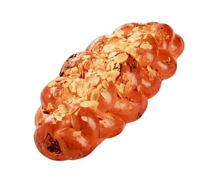 Delicious cinnamon sugar braided bread on white Stock Photos