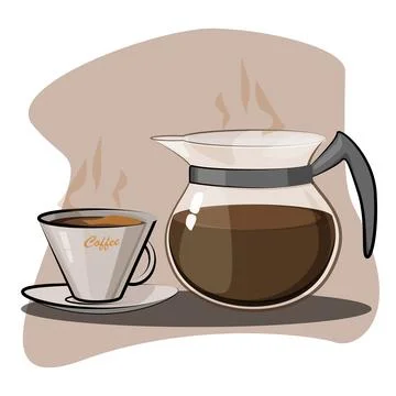Delicious coffee always warmed up in a beautiful teapot Stock Illustration