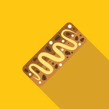 Delicious coffee cake with icing and coffee beans on yellow background Stock Illustration
